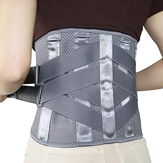 HONGJING Back Brace for Lower Back Pain Relief with 7 Stays, Lumbar Support Belt with Breathable Mesh for Heavy Lifting and Sciatica Pain Relief (L)
