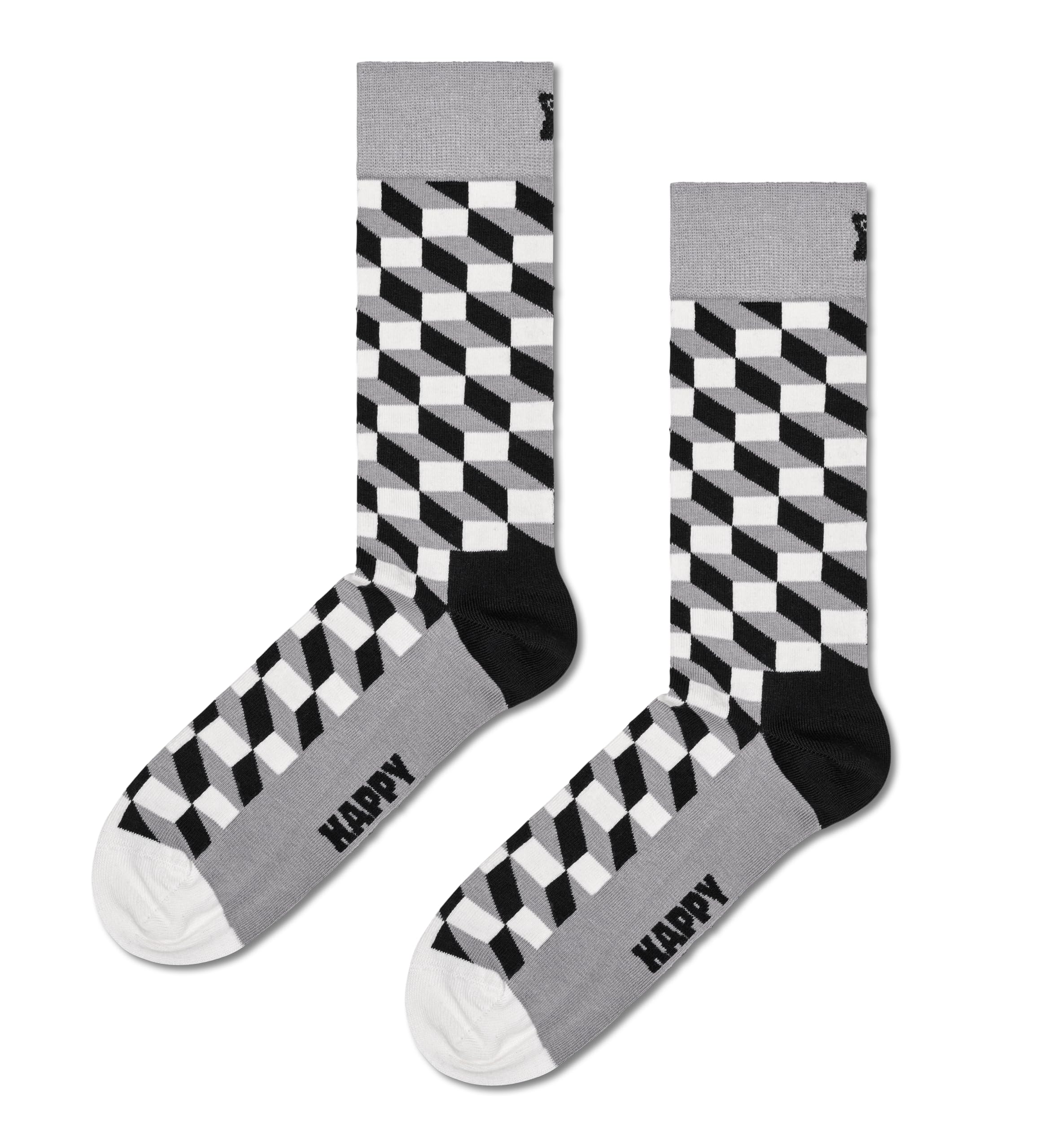 Happy Socks 4-pak klasyczny czarno-biały zestaw upominkowy, kolorowe i zabawne, skarpety dla mężczyzn i kobiet, czarno-białe