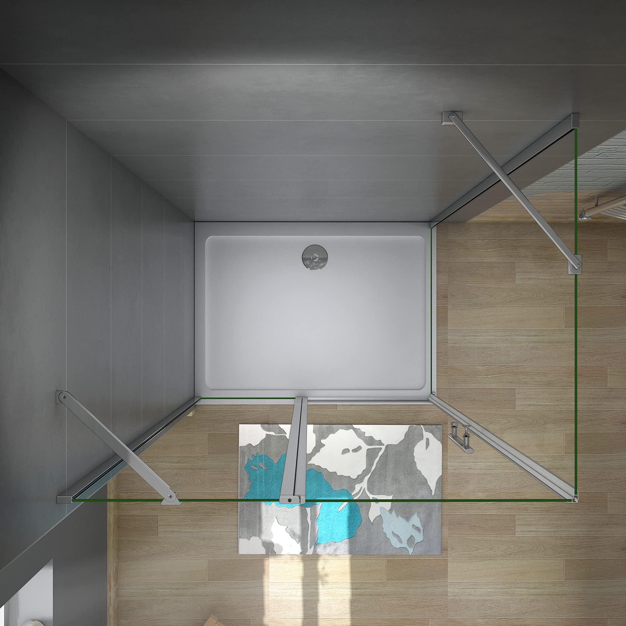 100x80 cm Box Doccia Angolare Porta Battente con Parete Laterale Vetro 6 mm Temperato Anticalcare con Barra Stabilizzatrice Cromato Lucido Alto 195 cm