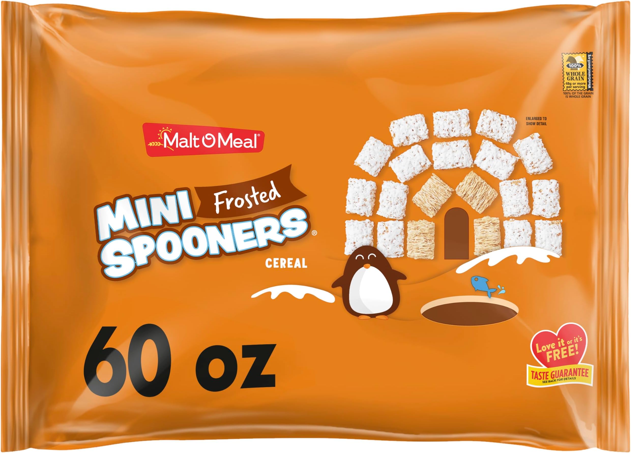 Frosted Mini Spooners Whole Grain Breakfast Cereal, Crunchy Frosted Shredded Wheat Cereal, 60 OZ Resealable Bag