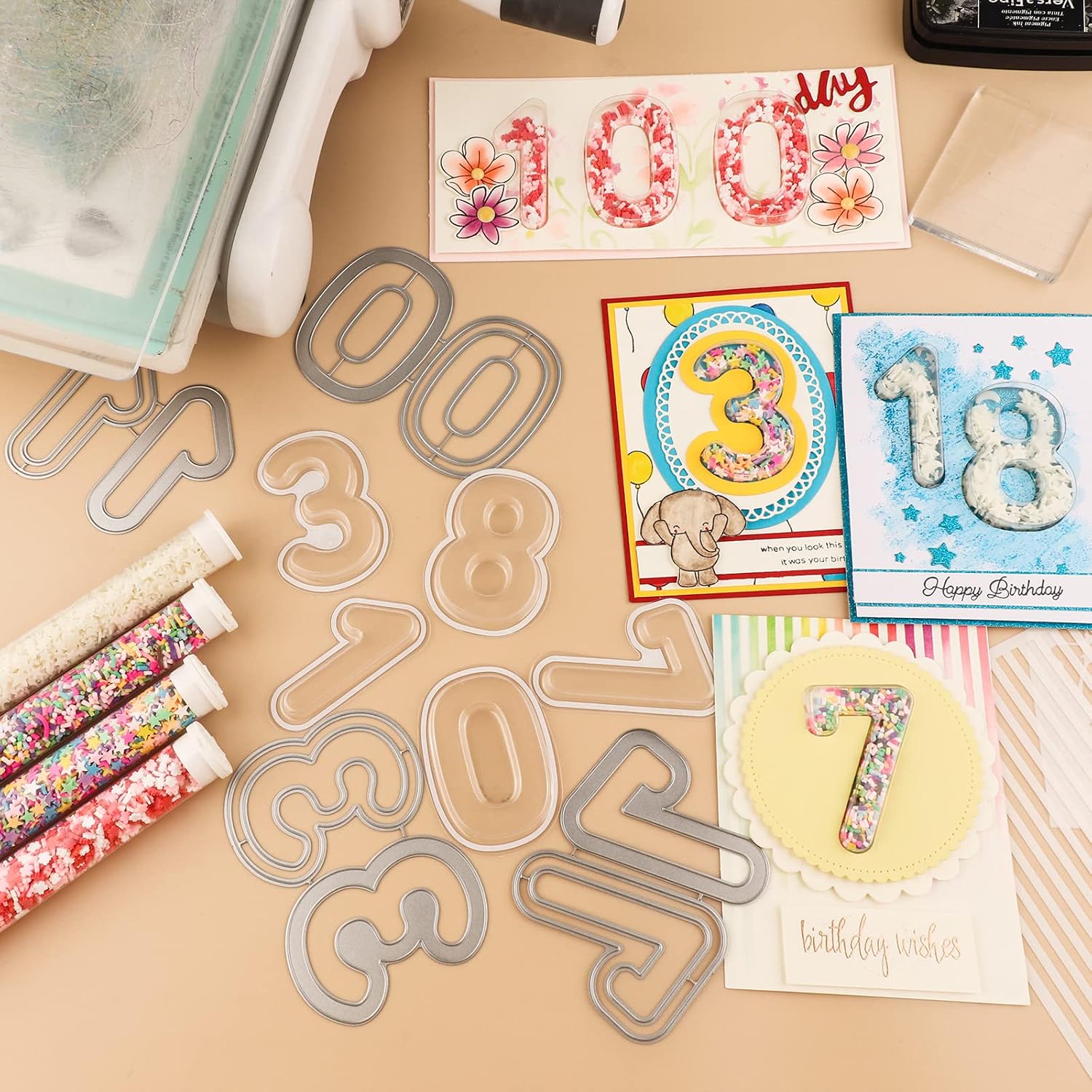 Briartw Number 7 Cutting Dies for Shaker Card Making,Metal Stencil for DIY Scrapbooking Album Photo Birthdays,Anniversaries,Holiday Wishes Crafts Invitation Card