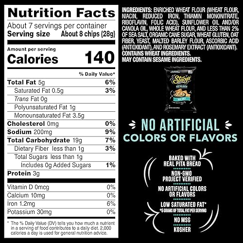 Miniatura 50 de Stacy's Chips de pita, multigrano, sin colores ni sabores artificiales, bolsa de 7.33 onzas