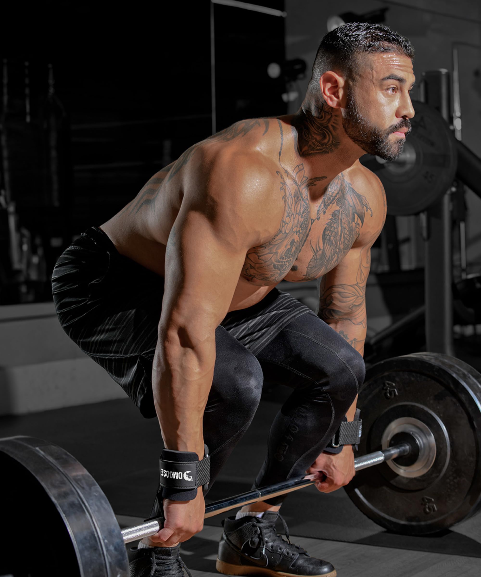 DMoose Fitness Zughilfen Krafttraining für Männer & Frauen (Paar) - Reißfestes Nylon mit 8 mm dicke Handgelenk straps - Zughilfe Gym für Kraftdreikampf & Kreuzheben Stütze - Griffhilfen Kraftsport