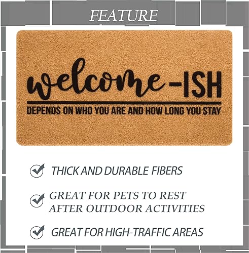 Miniatura 4 de Welcome-Ish - Felpudo para puerta delantera, Welcome-Ish Depends Who You eres, tapete antideslizante para entrada al hogar, granja (17 x 29 pulgadas)