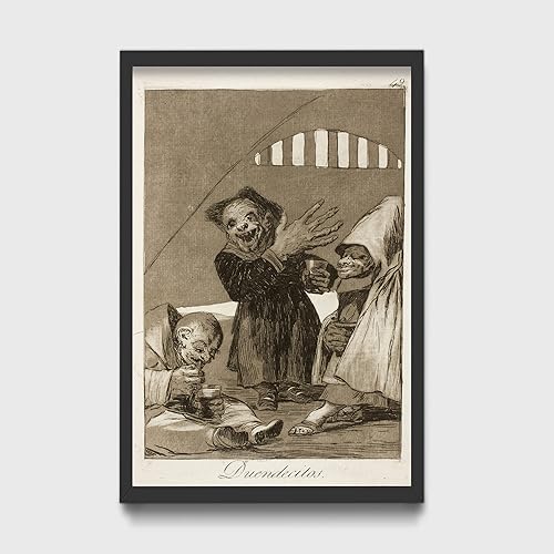 Arte enmarcado negro (tamaño A4) - Francisco Goya - Capricho No. 49 (1798) Póster fotográfico Impresión artística