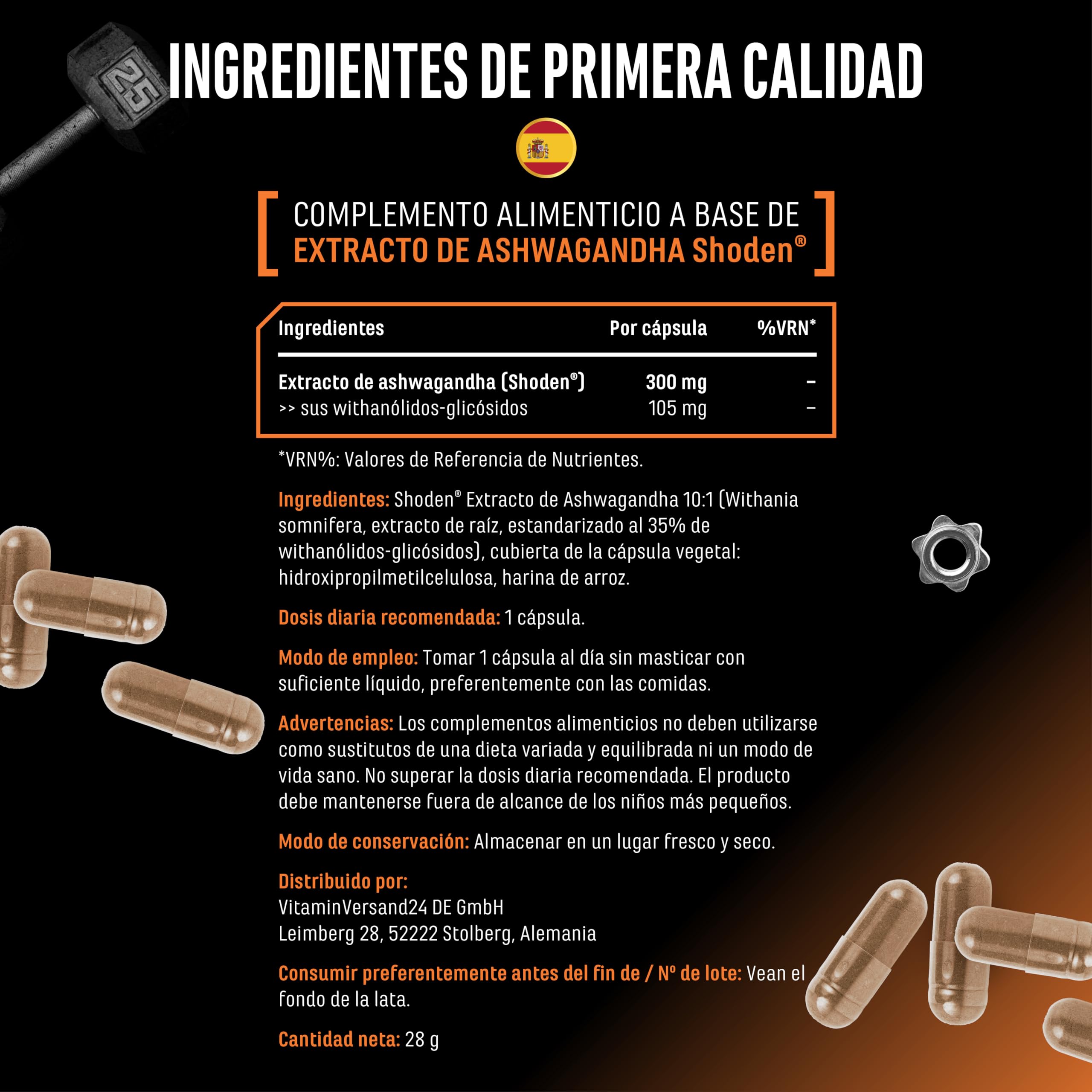 Ashwagandha Shoden® - 35% de glucósidos de withanólidos - Extracto patentado de raíz de ashwagandha - Alta biodisponibilidad, alta dosis, vegano - 60 cápsulas