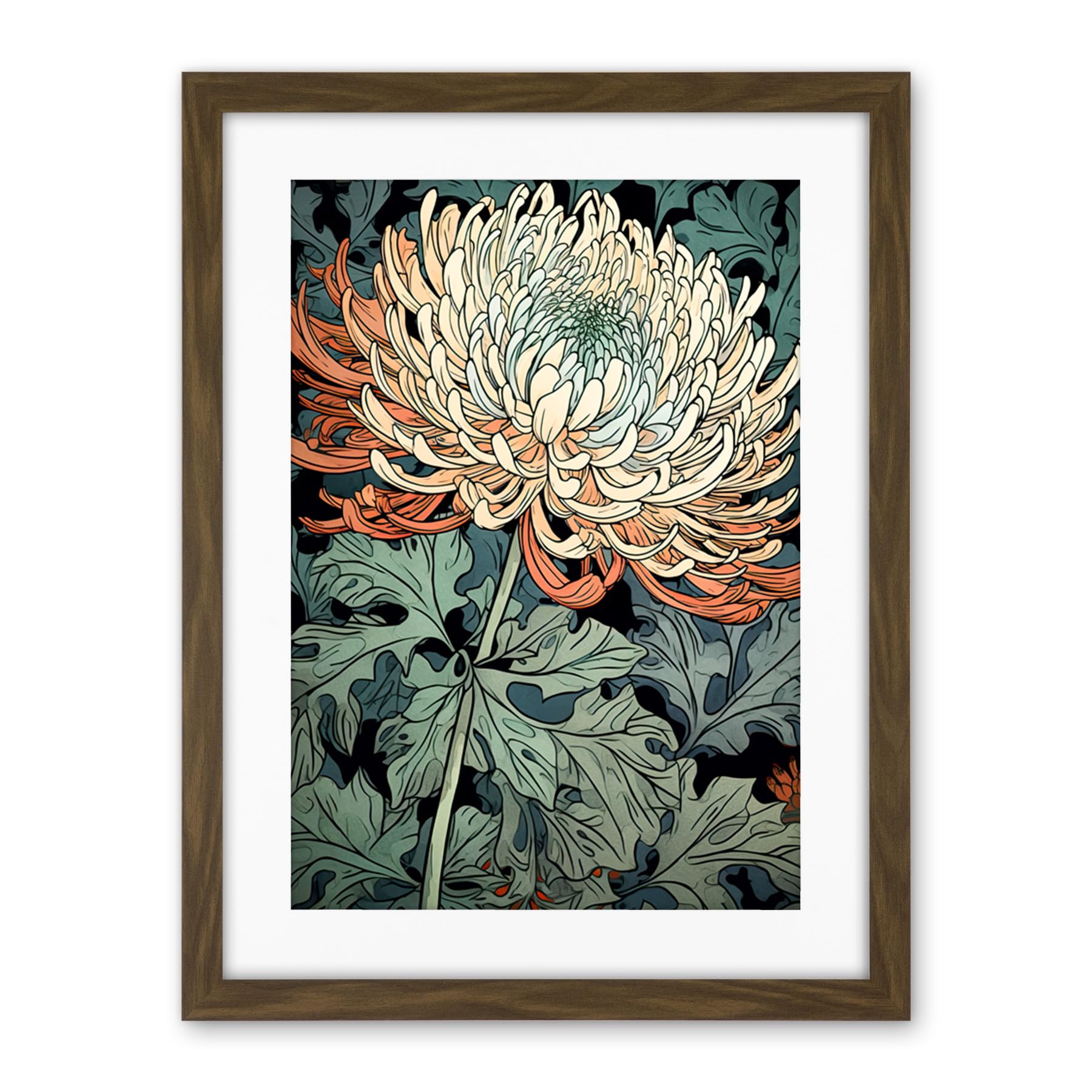 Artery8 Pastel Gradient Colour Chrysanthemum Flower Bloom Artwork Framed Wall Art Print 18X24 Inch