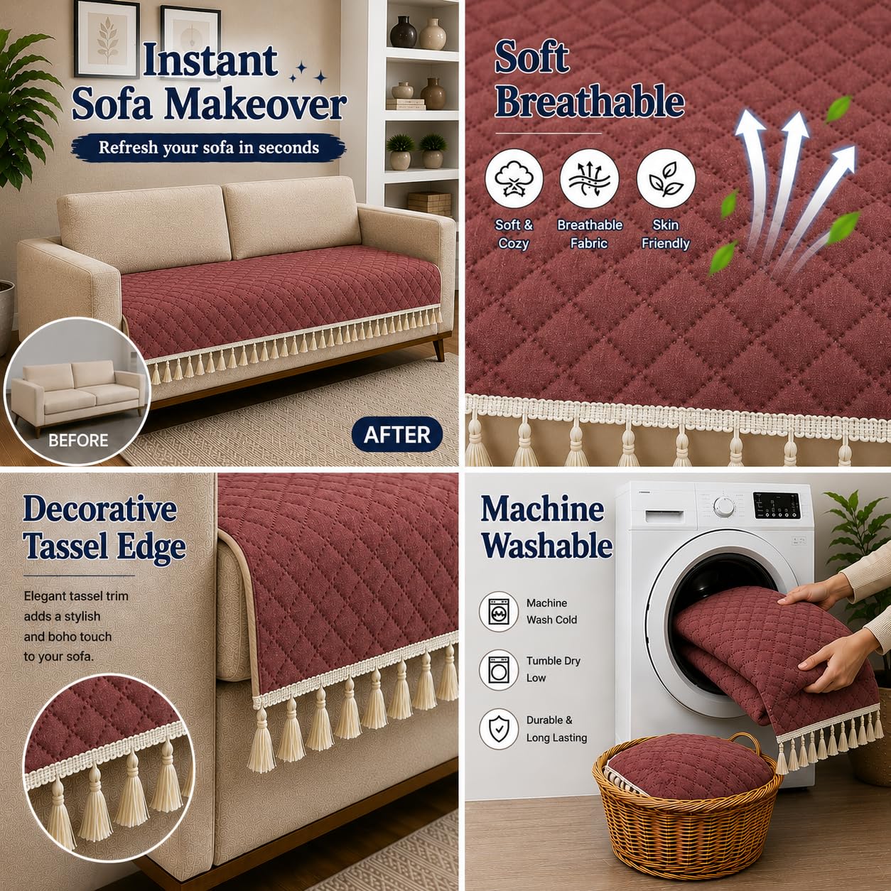 Velvet Sofa Cover - Instant Home Upgrade -4