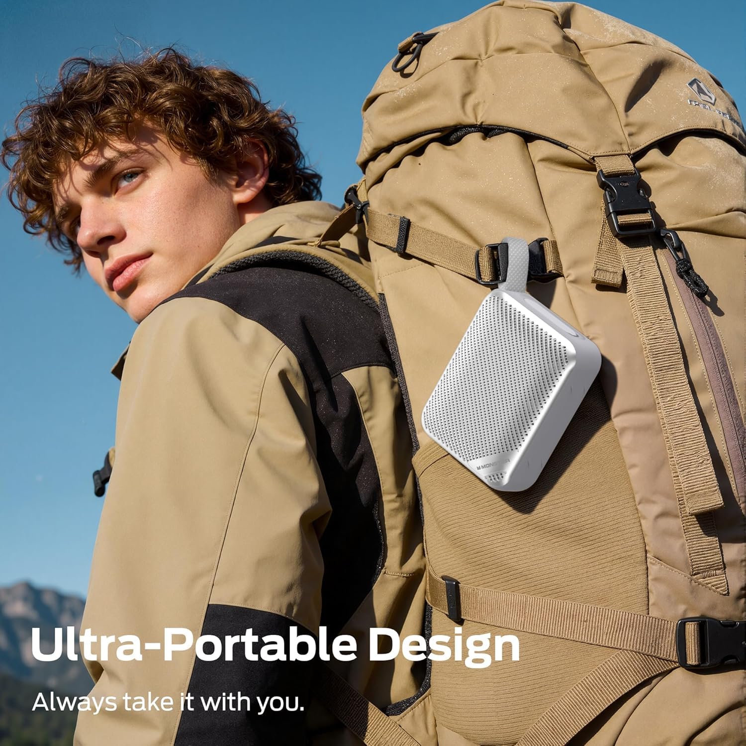 Monster S360 Portable Bluetooth Speaker - IPX7 Waterproof, 20H Playtime, Bluetooth 6.0 (Enhanced), Powerful Stereo Sound, TF Card Slot, Clear Hands-Free Calling - Ideal for Home, Outdoors, Travel Gray - 3
