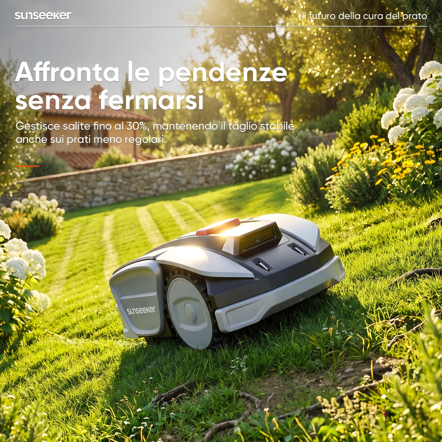 Sunseeker S3 Robot Tagliaerba Senza Filo, RTK + Vision AI, 800 m² + Set di 12 Lame Universali