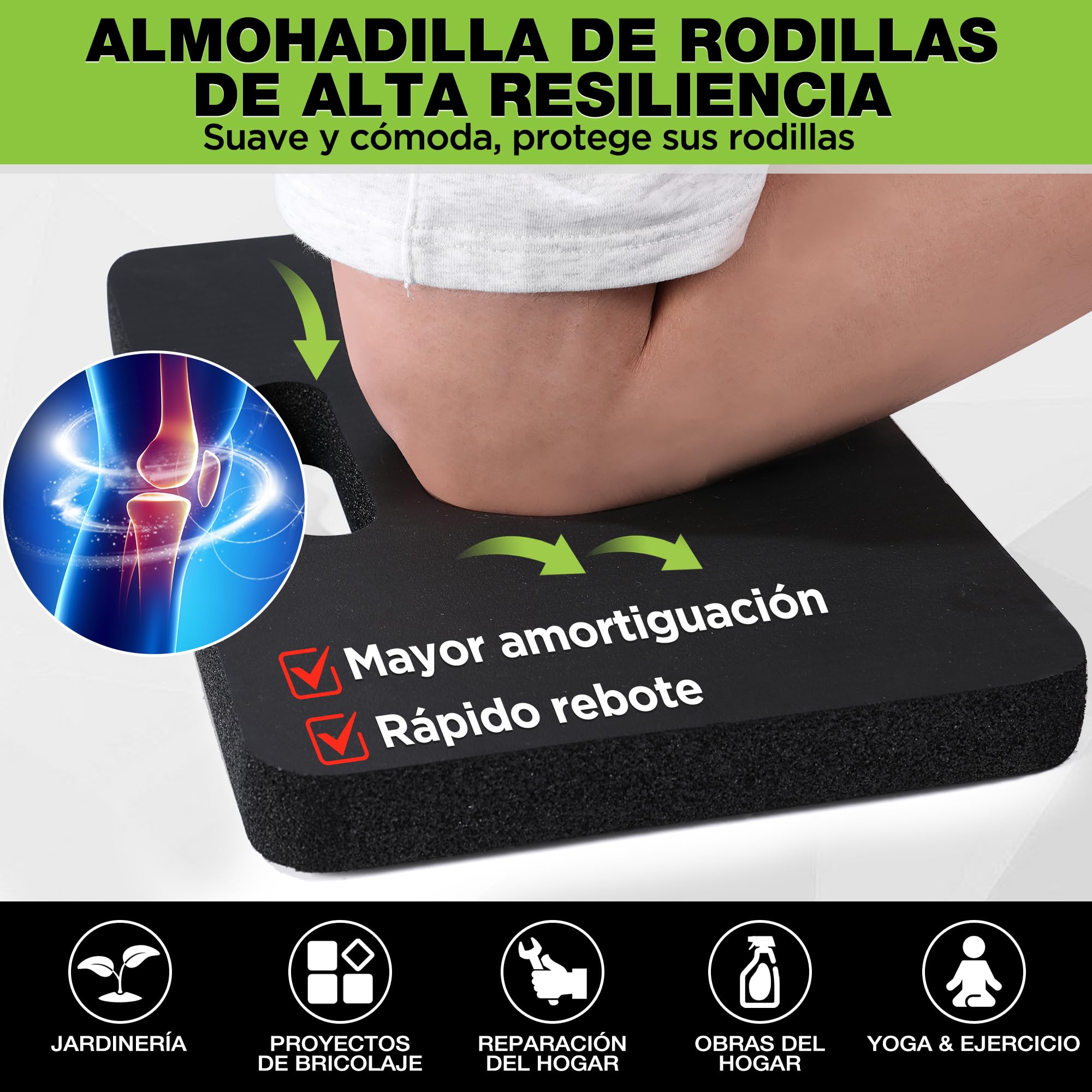 WORKPRO Almohadilla Gruesa para Rodillas 2 Piezas, 28 x 44 x 3,6 cm Colchoneta para Limpieza, Reparaciones, Hacer Ejercicio, Rezar y Yoga, Rodilleras para Jardinería y Trabajo al Aire Libre