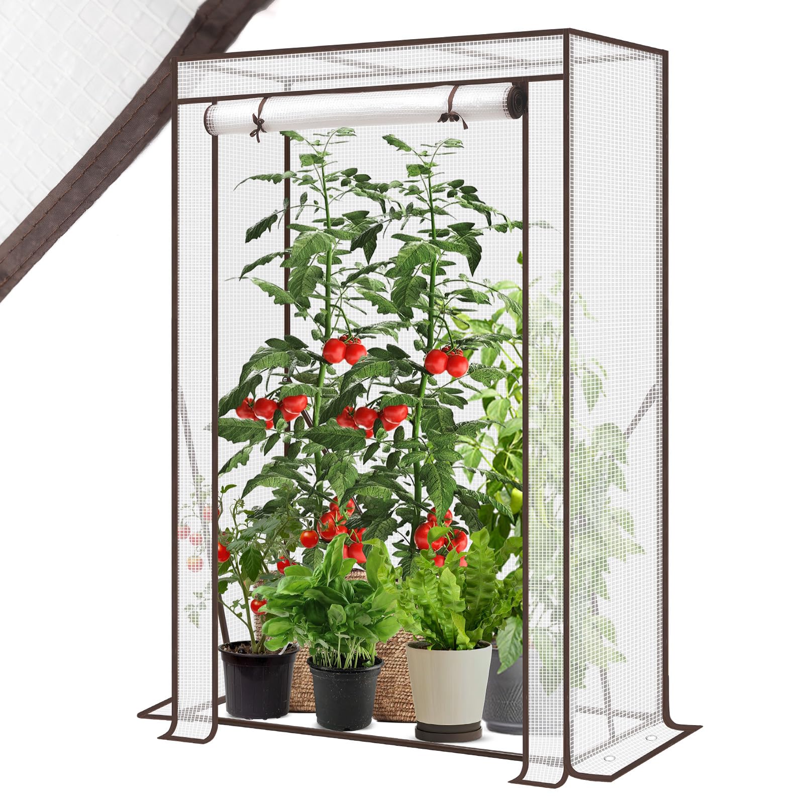 Sekey Serra da giardino per piante pomodori telaio in acciaio zincato 100x50x150cm Bianco