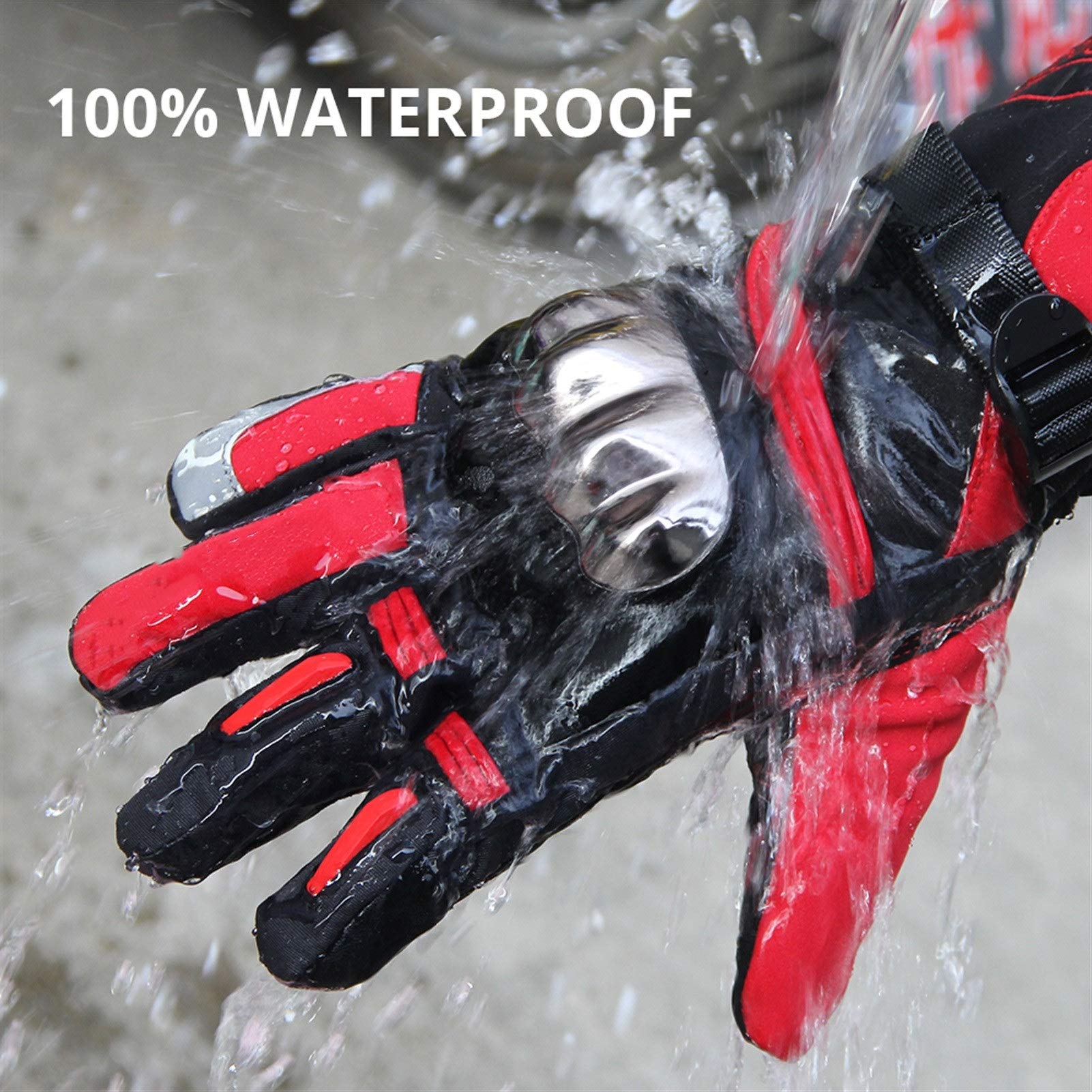 Guantes de Moto, Guantes de Montar, Guantes de Motocicleta, Guantes de Moto, Guantes de Invierno con Forro térmico, Impermeables, Pantalla táctil, Antideslizantes, Guantes de Moto