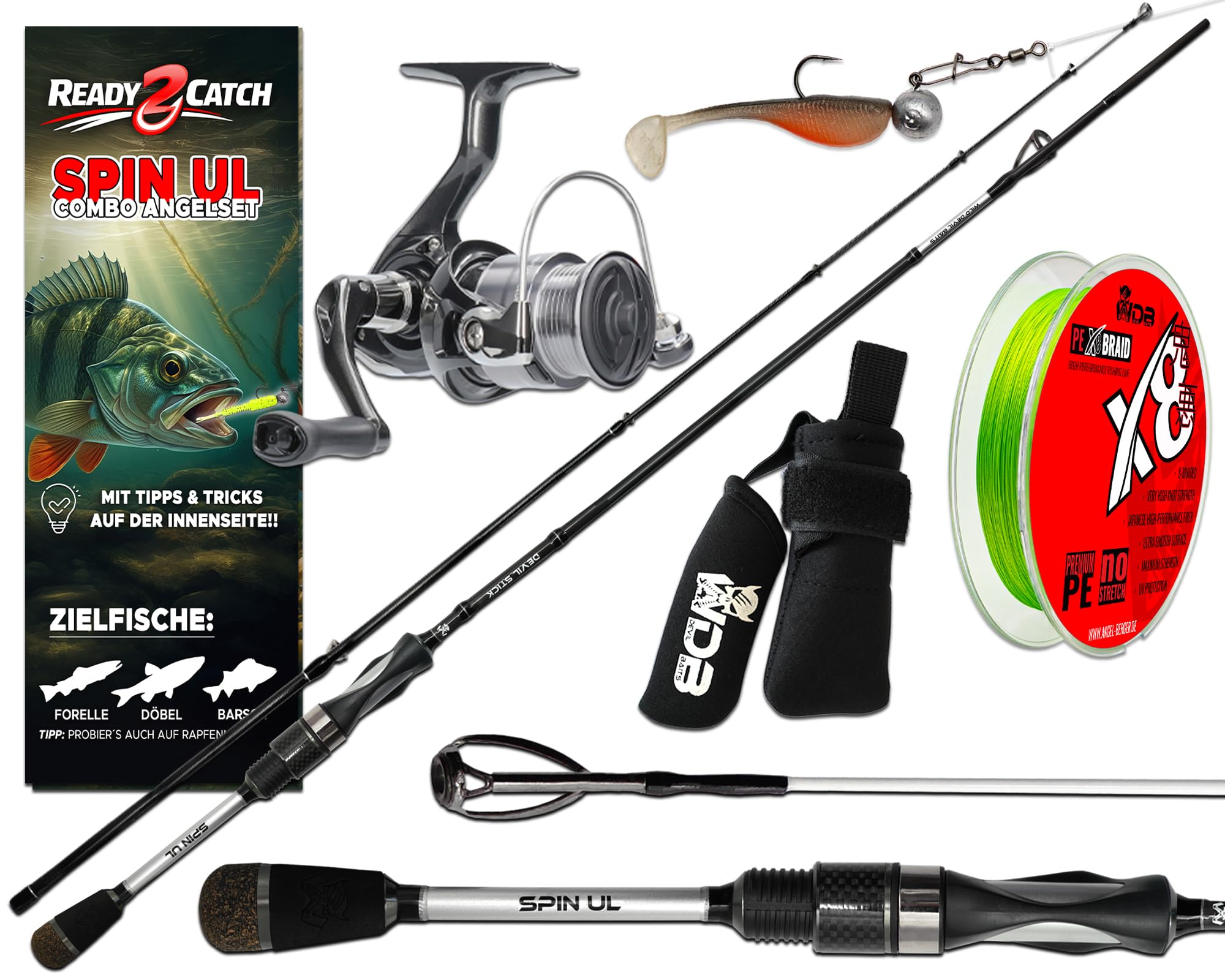 Angel Berger Ready2Catch Spin UL Combo Kit de pêche prêt à pêcher