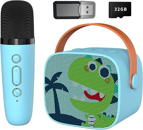 Mini máquina de karaoke para niños, altavoz Bluetooth portátil con micrófono inalámbrico, juguetes de reproductor de música para niños para niñas y