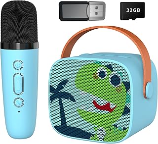 Snowall Mini Karaoke Machine for Kids, Portable Bluetooth Speaker with Wireless Microphoneï¼ŒKids Music Player Toys for Girls and Boys,3,4, 5, 6, 7, 8+ Years Old, Teens Birthday (Green-Dinosaur)