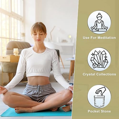 Miniatura 5 de Crocon Piedra de palma grande de pirita dorada de 1.969 in, más de 900 quilates, piedras de preocupación de masaje de bolsillo para equilibrio