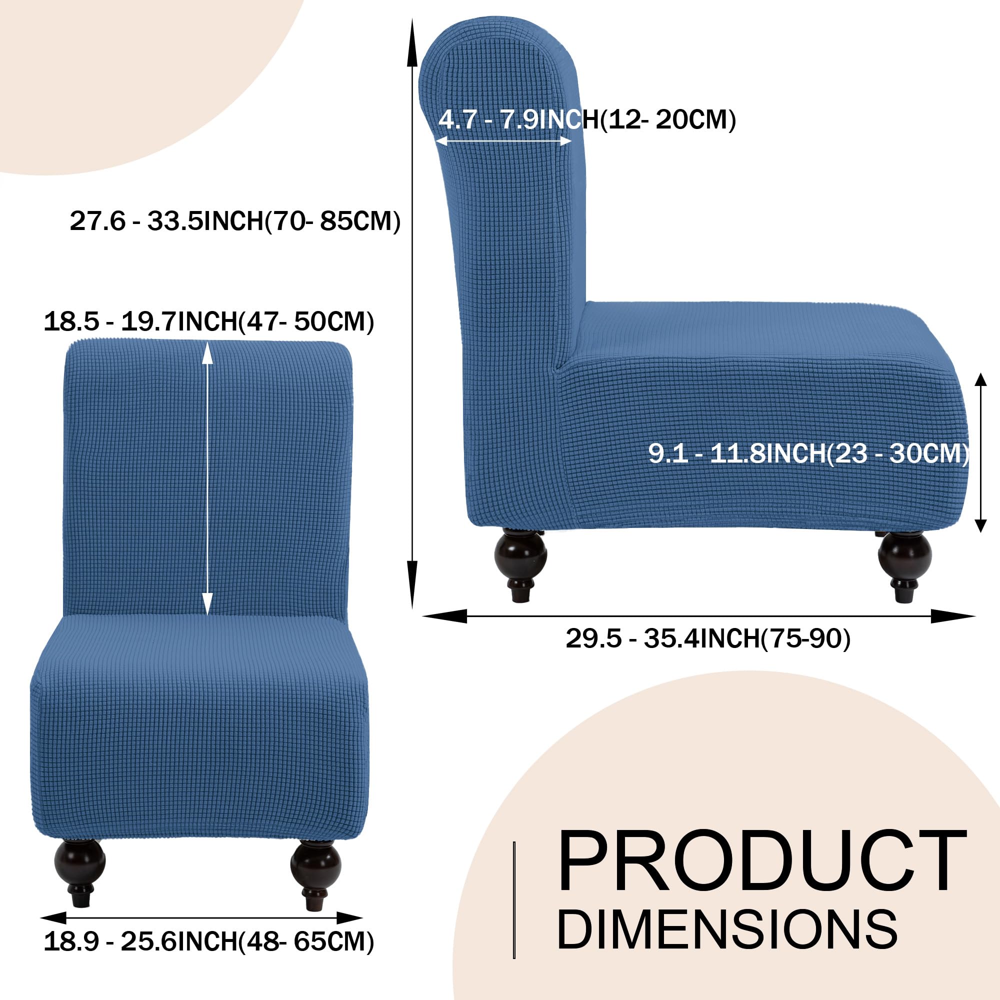 TIANSHU Copridivano Senza Braccioli, Copridivano 1 Posti Senza Braccioli Elasticità Jacquard Antiscivolo Copridivano Clic Clac Pieghevole Regolabile (1Posti, Denim Blue)