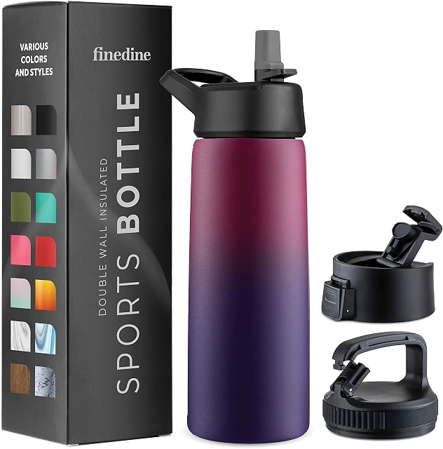 Triple Insulated Stainless Steel Water Bottle With Straw Lid - Flip Top Lid - Wide Mouth Cap (750 ML) Insulated Water Bottles, Keeps Hot and Cold - Great for Hiking & Biking