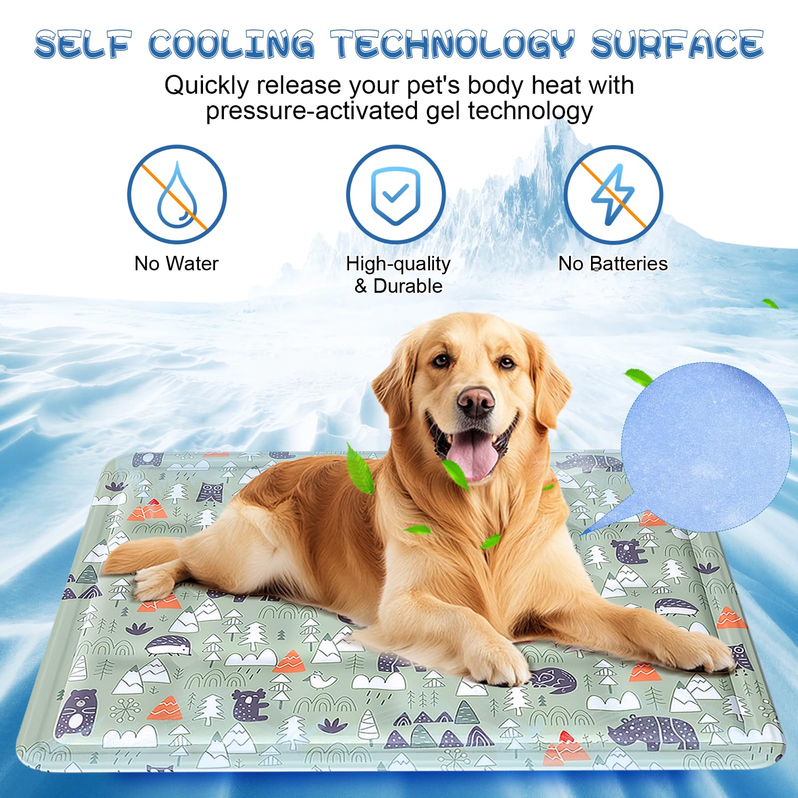 Ninonly Tappetino Rinfrescante per Cani Gatti 50X65 Tappetino Refrigerante per Animali Domestici Gel Non Tossico Impermeabile Antiscivolo Tappeto Refrigerante Cane per Cuccia Cani Gatti Animali