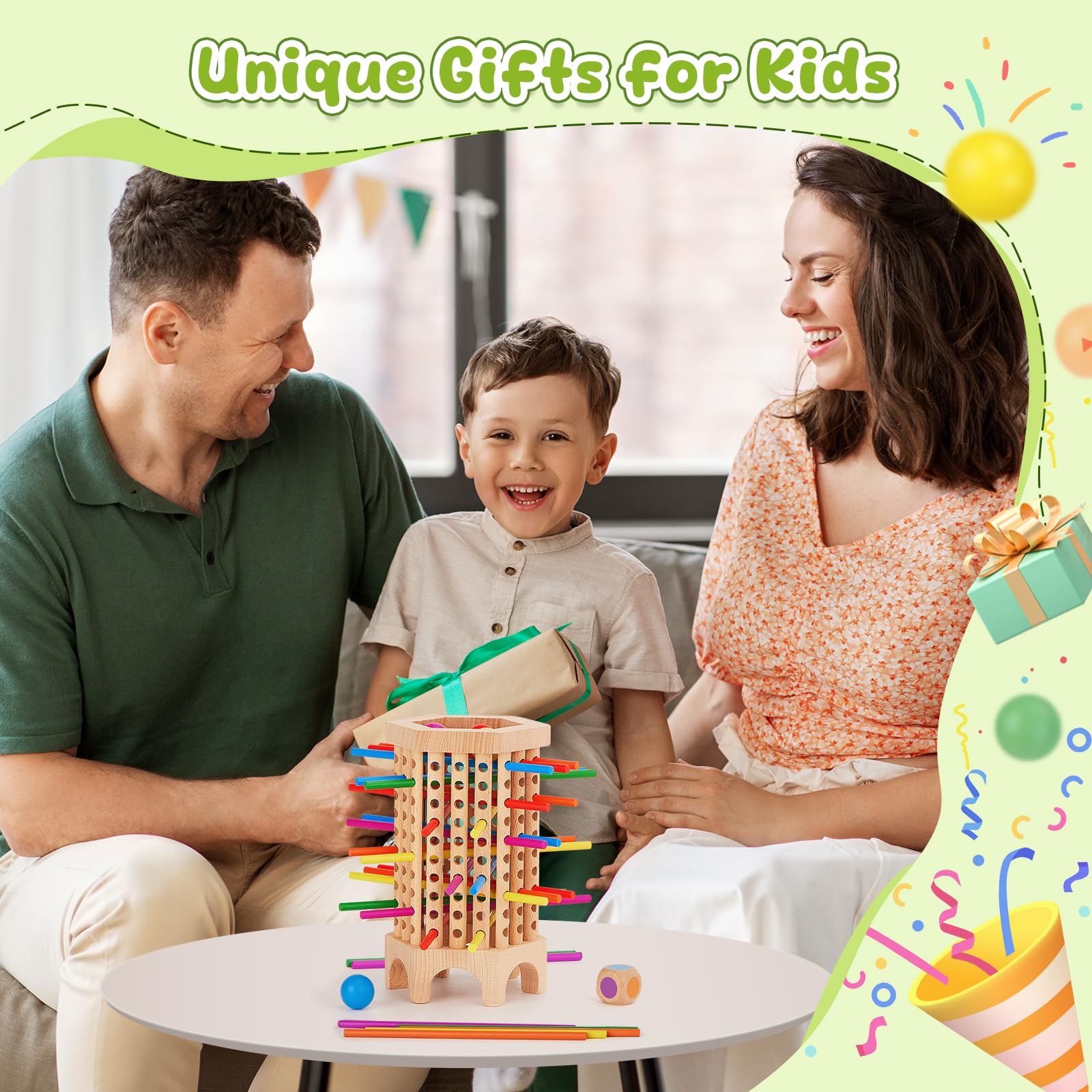 Montessori - Juego de mesa de madera, 36 coloridos palos de madera, juguete educativo de matemáticas para niños de 3, 4, 5, 6 años, juguete de habilidades motoras finas, juego clásico de torre para 4