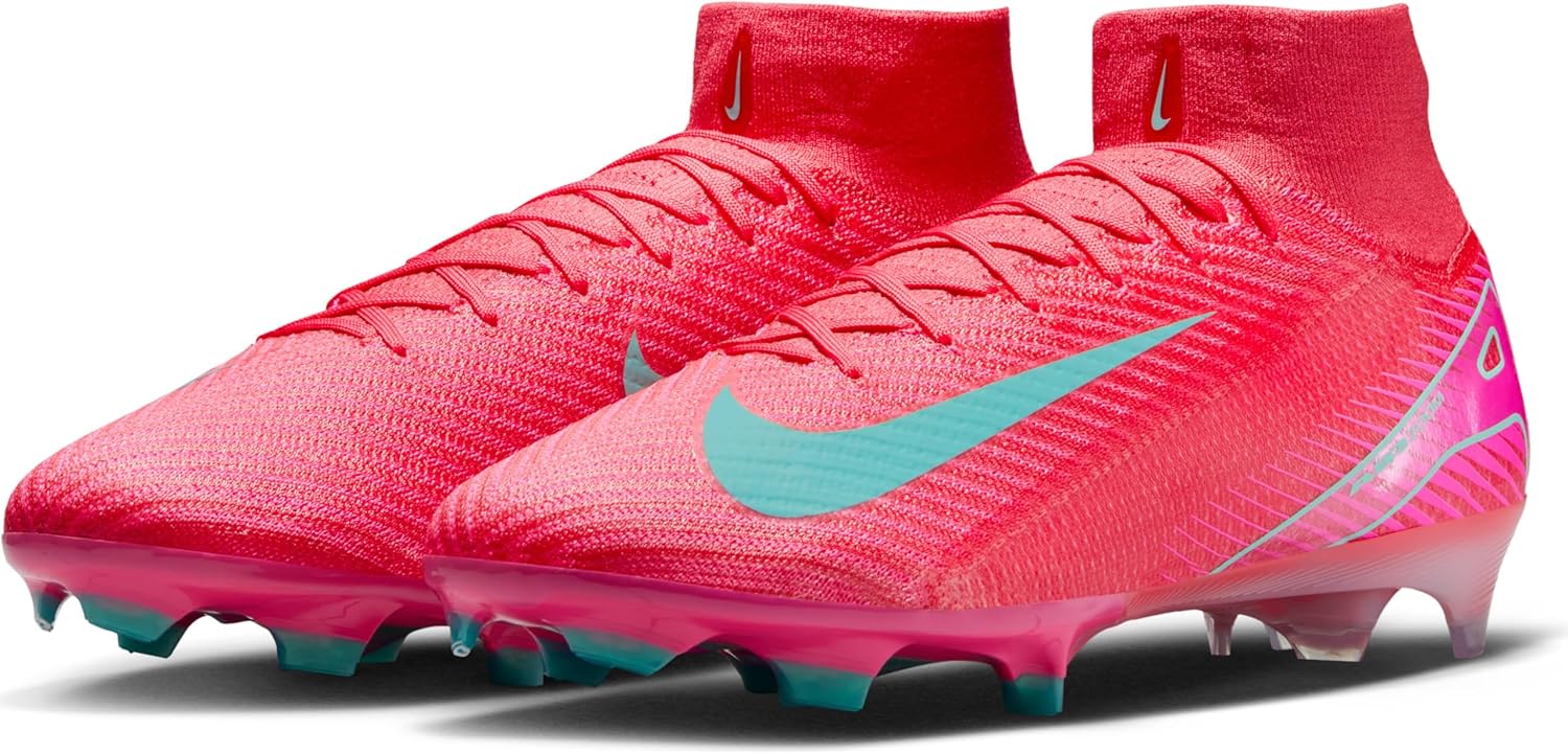 Nike Mercurial Superfly 10 Elite FG High-Top Soccer Cleats (FQ1454-800, Ember Glow/Aurora Green) Size 9 - Image 2