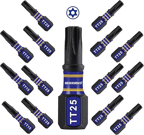 Miniatura 11 de Juego de brocas de destornillador magnético de impacto de seguridad T15 de 2 pulgadas, juego de brocas de potencia de cabeza Torx #15 de 51 piezas,