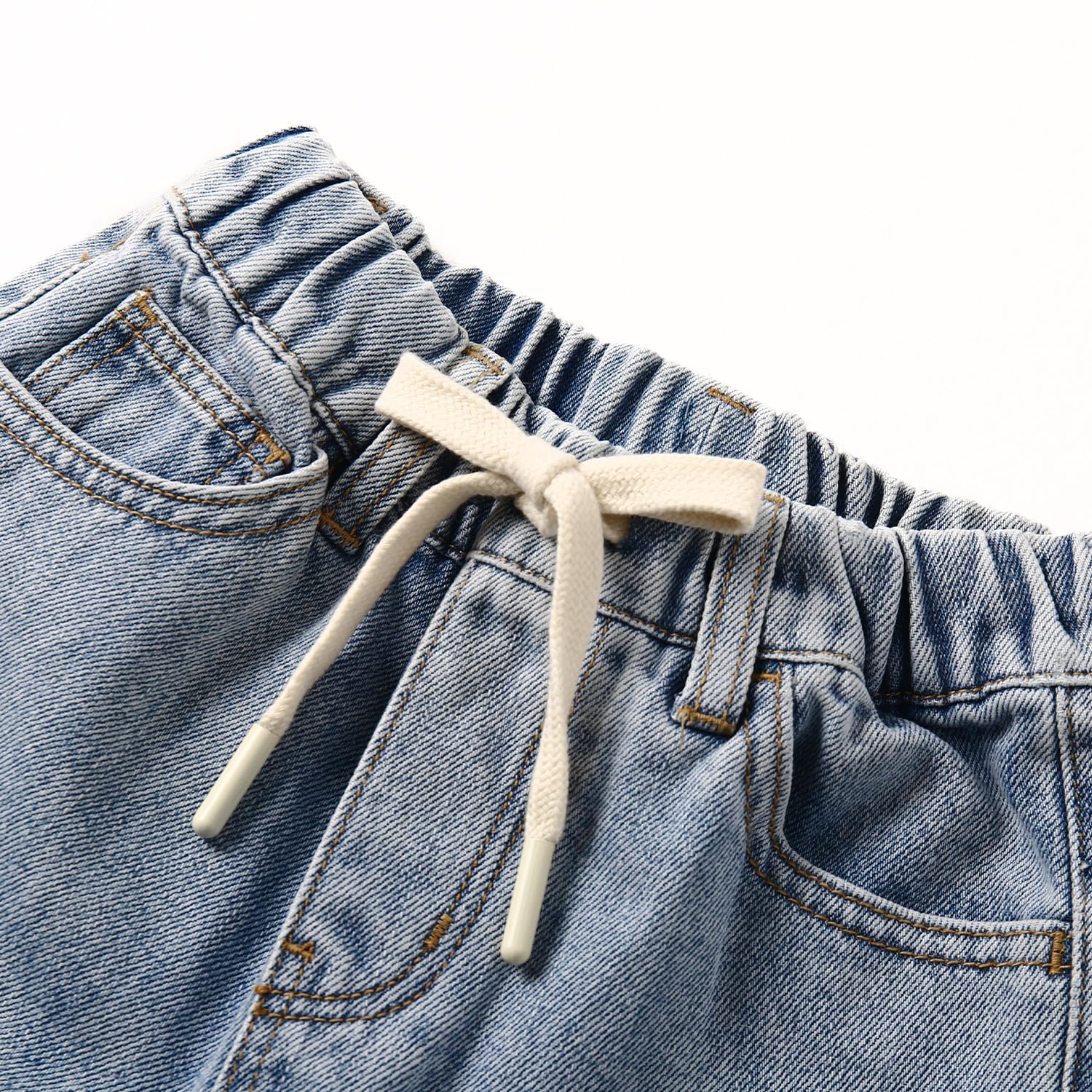KIDSCOOL SPACE Baby Little Big Boys Pantalones Cortos de Mezclilla, Cintura elástica con cordón Ajustable Jeans Ropa de Verano