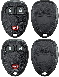 2 KeylessOption Replacement 3 Button Keyless Entry Remote Key Fob Shell Case and Button Pad -Black