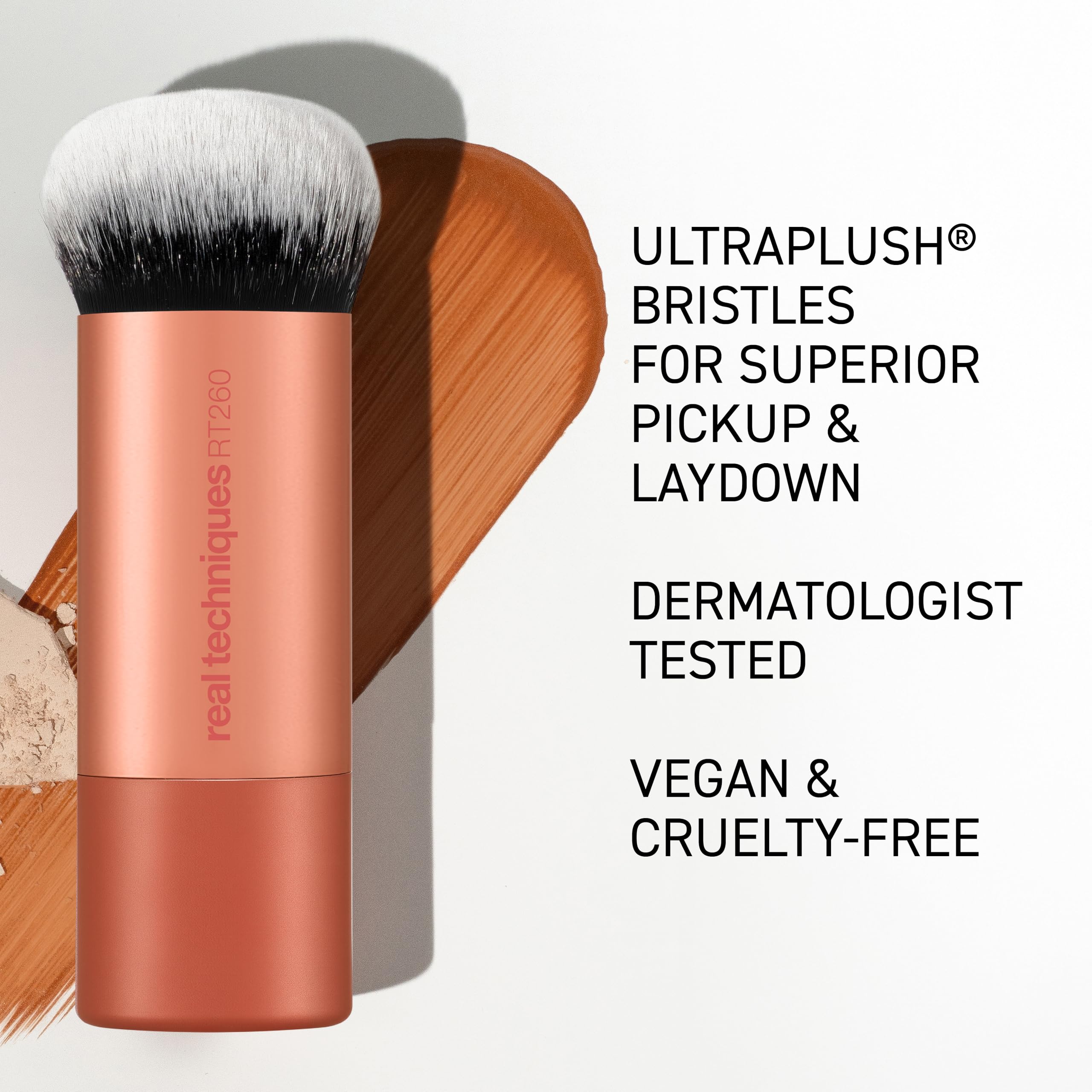 Real Techniques Bubble Blending Makeup Brush, Multipurpose Foundation Brush For Liquid, Cream, & Powder Products, Unique Round Brush Head, Synthetic Bristles, Vegan & Cruelty Free, 1 Count