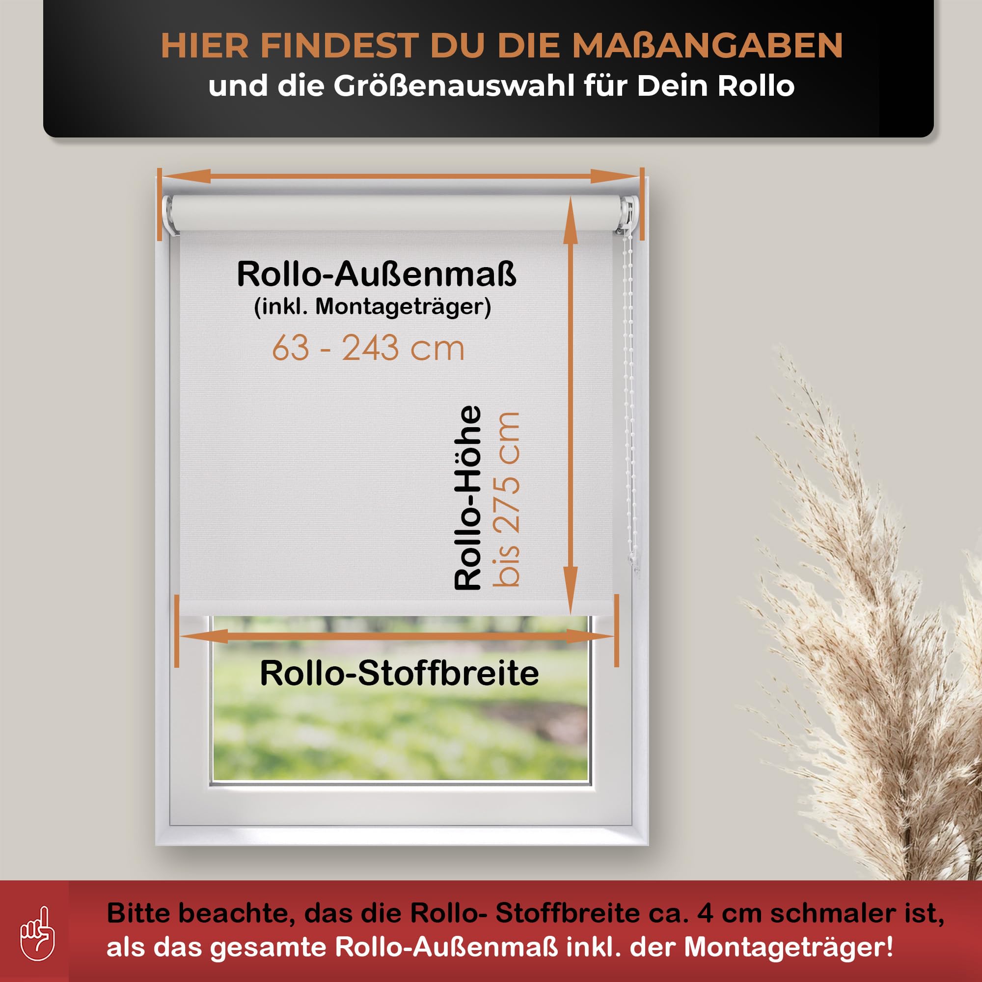 Thermorollo White Reflex, Breiten: 43-243 cm, Höhe bis 275 cm, Hier 203 x 190 cm (BxH) Anthrazit, Verdunklungsrollo mit Reflexionsbeschichtung, Kettenzug