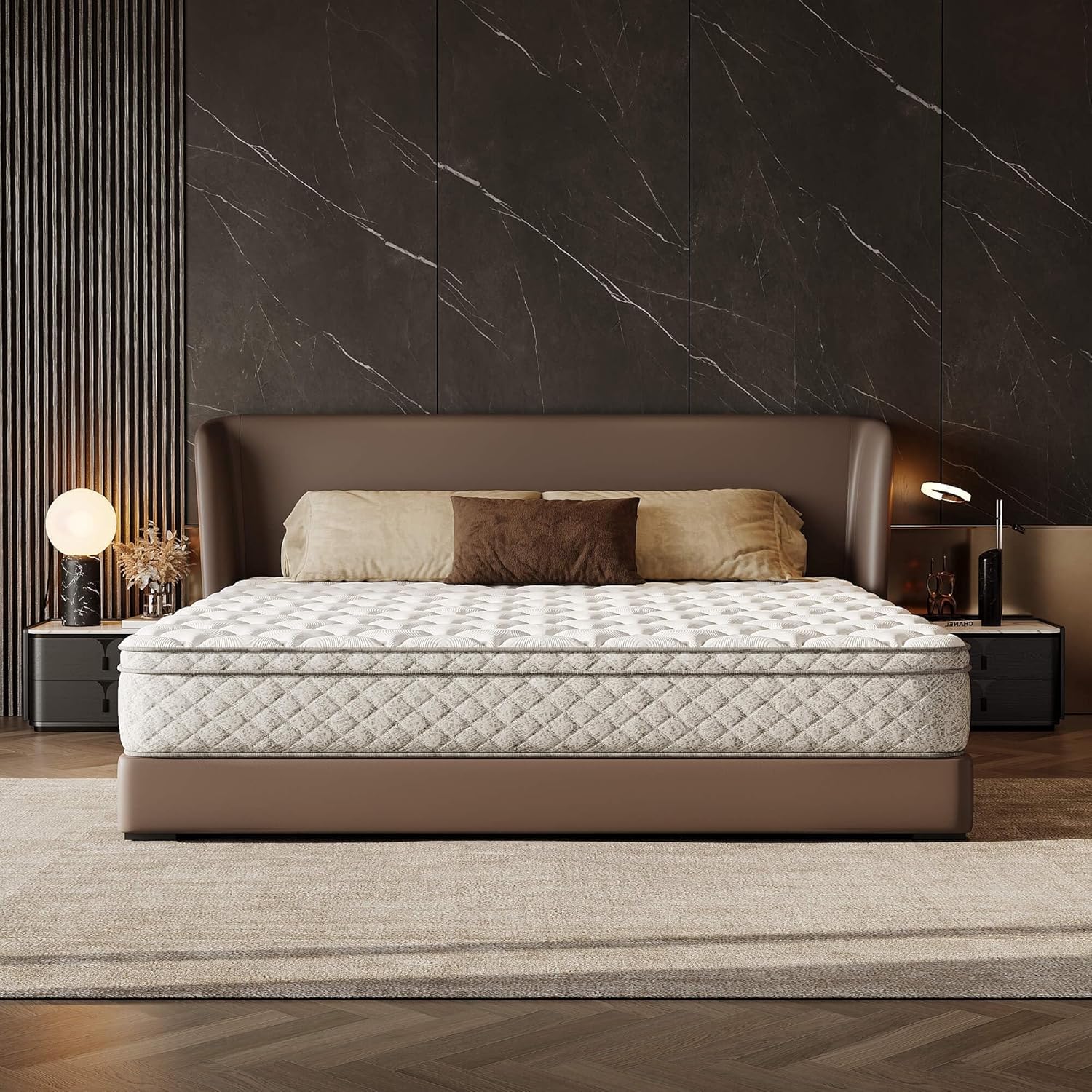 King Size Mattress,12 Inch Hybrid Mattress in a Box,Medium Firm,Independent Pocket Springs,Pressure Relief,Motion Isolation,Edge Support,Oeko-TEX and CertiPUR-US Certified,100-Night Trial