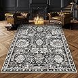 RUUGME Washable 5x7 Area Rugs - Large Rugs for Living Room Stain Resistant Carpet Vintage Rugs for Bedroom with Non Slip Backing Home Decor Floor Decoration Mat (5x7 Black)