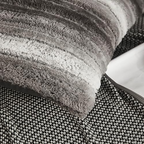 Miniatura 3 de Yaoshuho Fundas de almohada esponjosas de piel sintética ombré, fundas de almohada peludas de felpa de terciopelo de visón, fundas de almohada