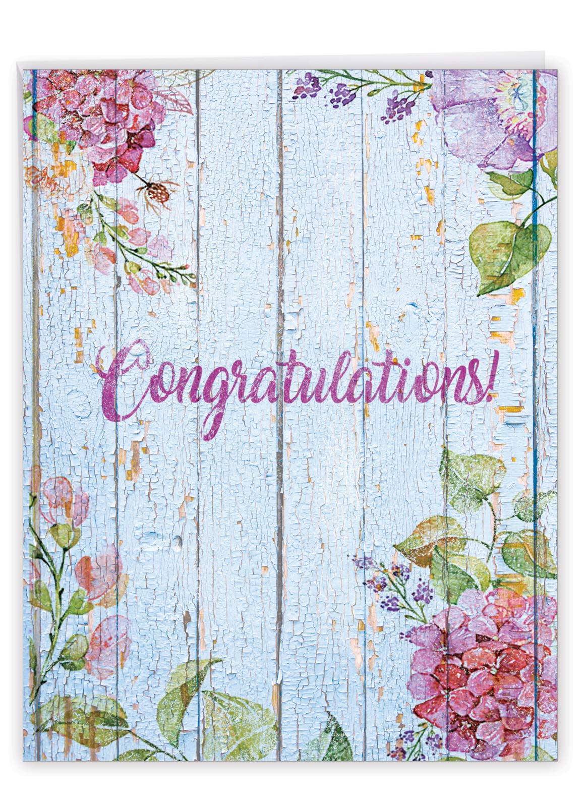The Best Card Company - Big Congratulations Greeting Card (8.5 x 11 Inch) - Beautiful Stationery Congrats - Blooming Driftwood J6108JCGG-US