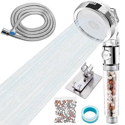 Shower Head with Handheld, DORARA Showerheads with Hose and Holder, High-Pressure Water Saving Mineral Cleansing Shower Head, RV Handheld Shower Heads, Shower Sprayer, 3 Shower Modes , Extra Refills