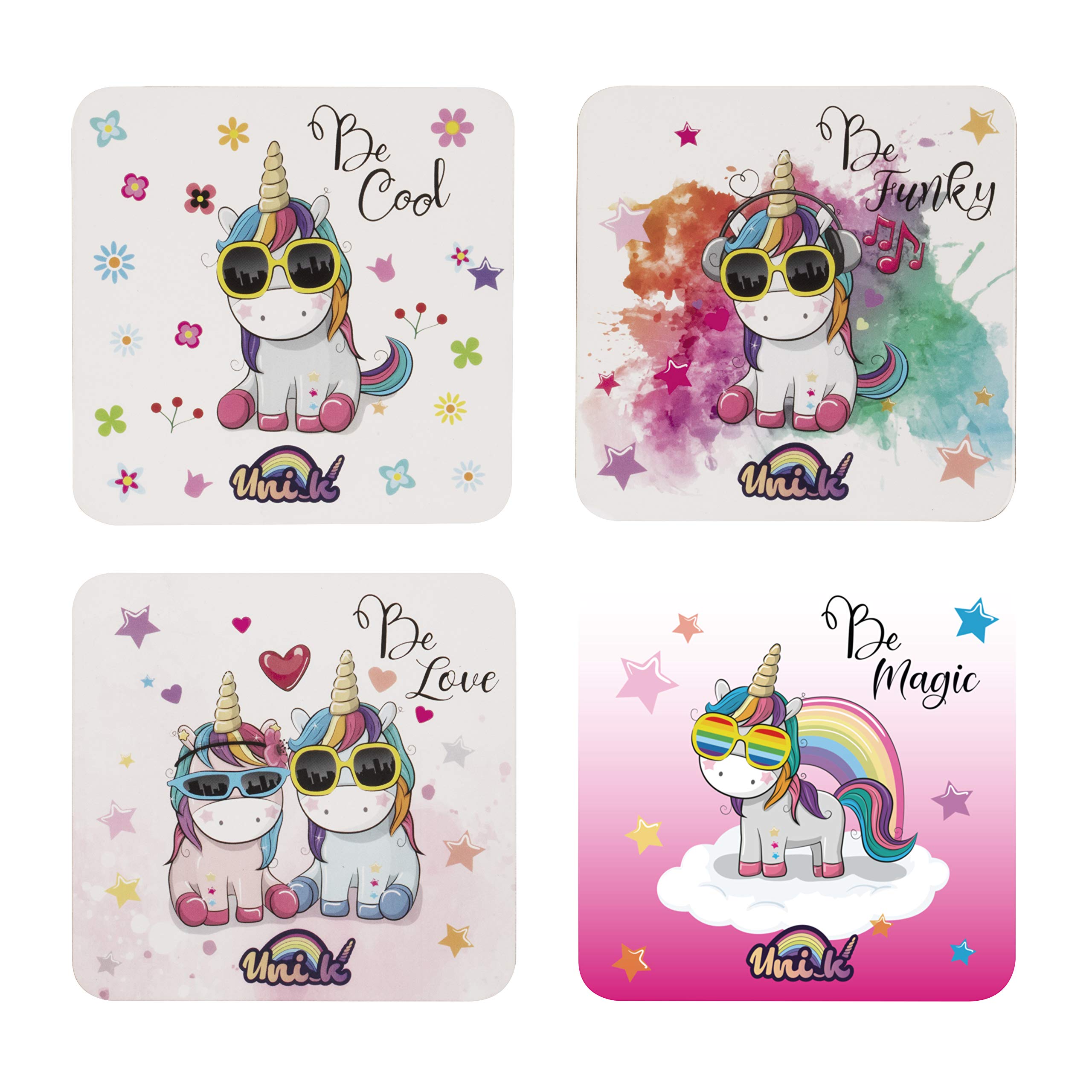 Konix Unik - Unicorn Coasters for 4 Glasses