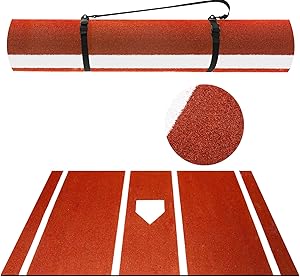 Meooeck Baseball Batting Mat Softball Inlaid Home Plate Turf Hitting Mats Batters Box with Carry Strap Non-Slip Backing for Cage Indoor Outdoor