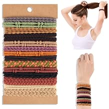 NEBURORA 28 Pcs Boho Hair Ties Braided Elastic Bracelets Hair Ties Ponytail Holders for Women and Girls with Thick or Thin Hair 6 Styles Multicolor
