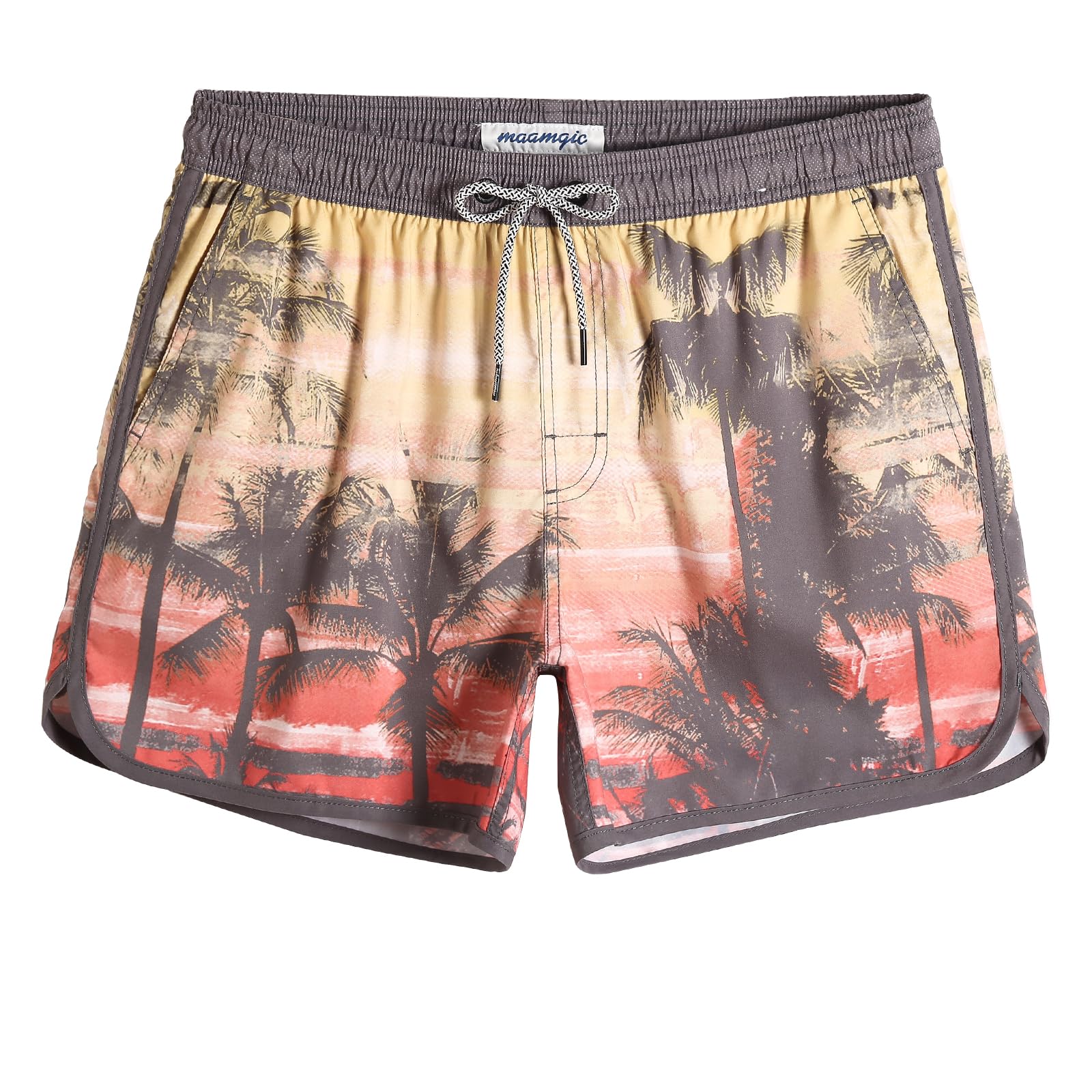 MaaMgic Costume Uomo Mare Vintage Asciugatura Rapida Costume da Bagno Pantaloncini Corto Swim Trunks con Fodera Rete e 3 Tasche