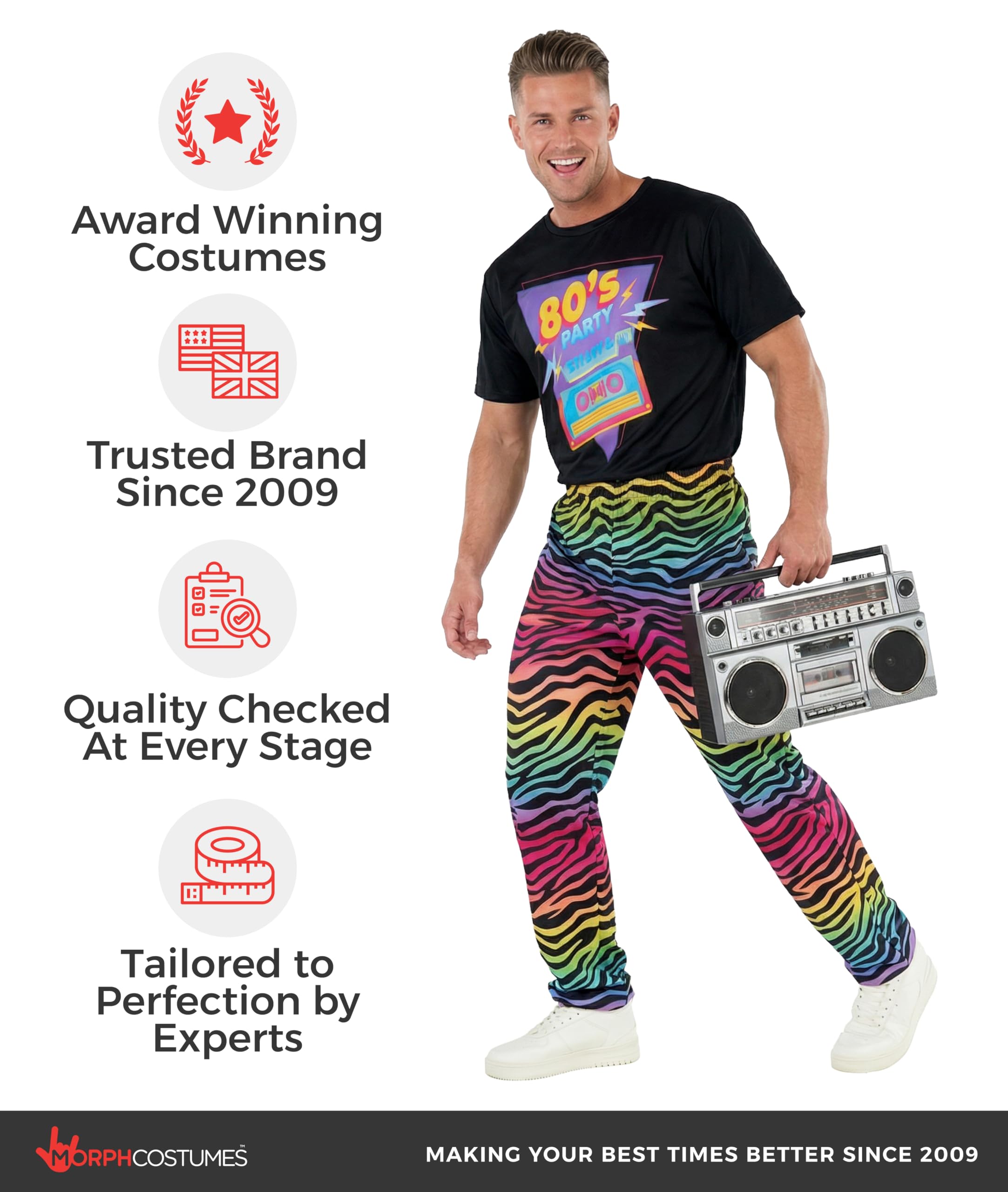Morph Disfraz Retro Hombre, Traje Fiesta Despedida Soltero, Ropa Fiesta Años 80 y 90