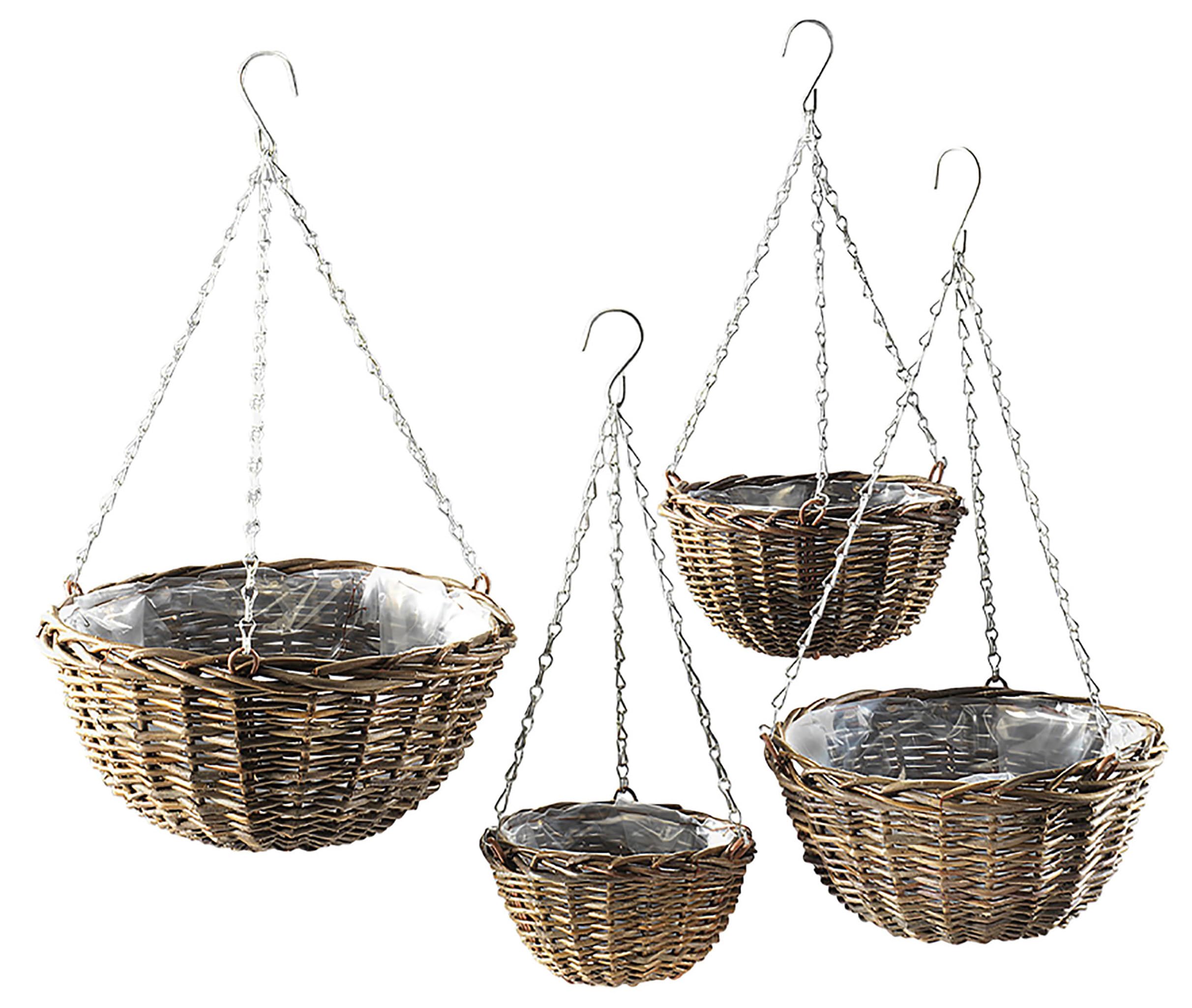 Kobolo Blumenampel Pflanzampel Weide rund 4er Set Braun