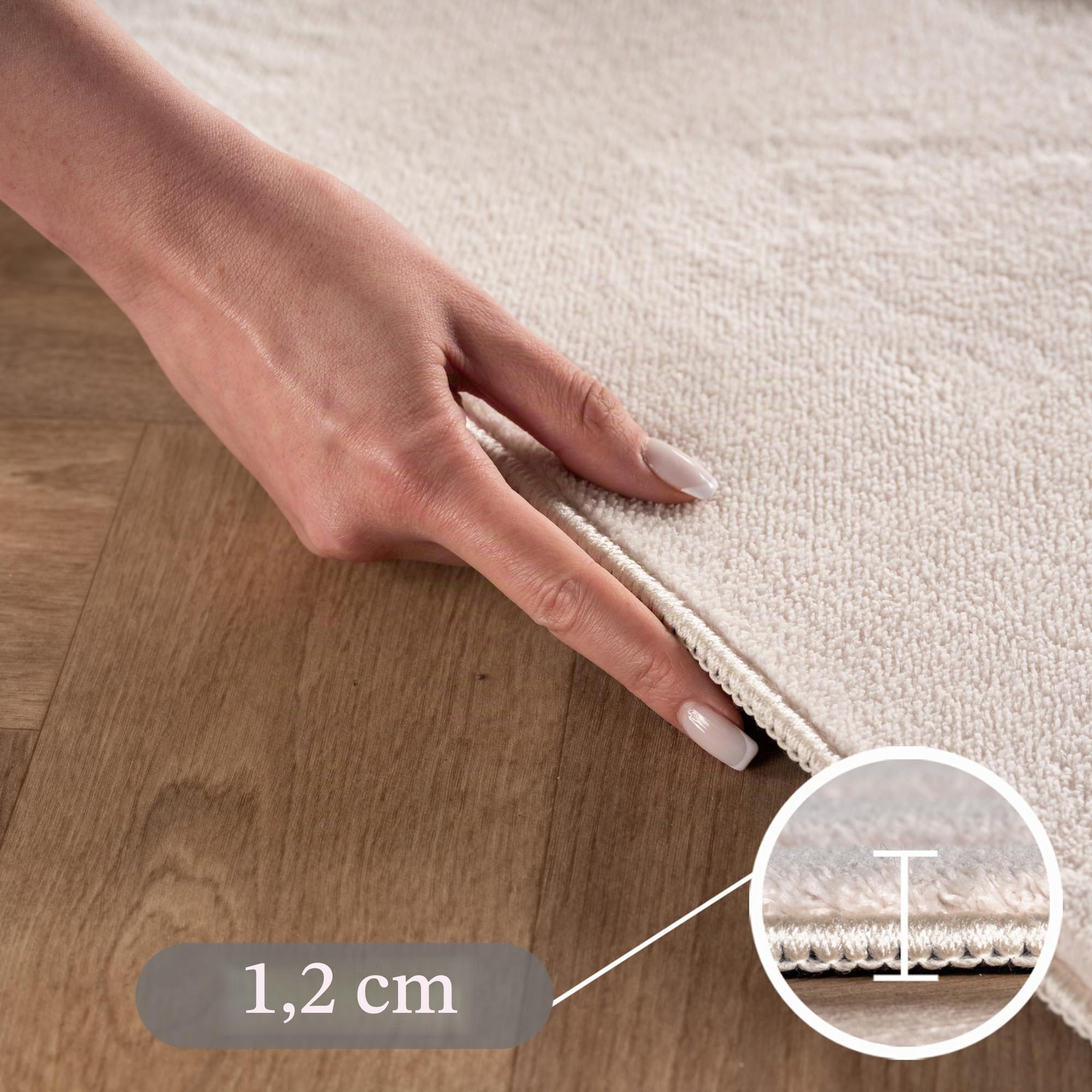 HomebyHome Tapis bohème 160 x 230 cm crème Poils courts scandinaves doux Effet 3D Lavable et facile d'entretien Moderne pour salon, salle à manger ou chambre