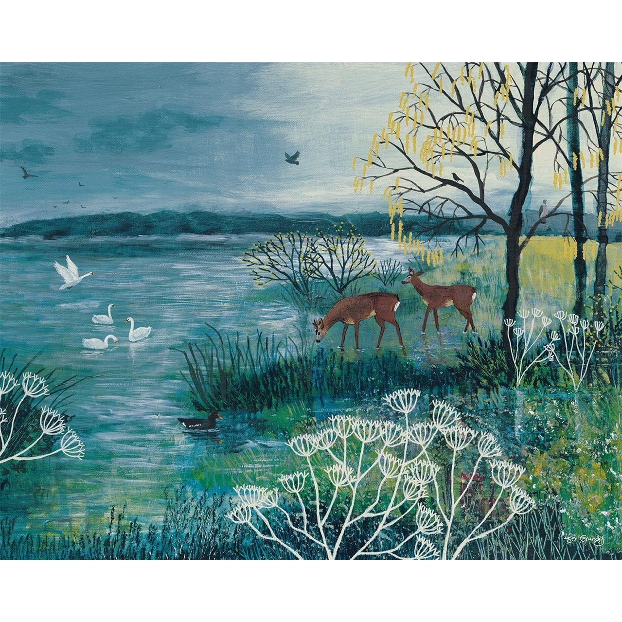 Jo Grundy Blue/White/Brown The Enchanted Lake Canvas Print (80Cm X 60Cm) ()