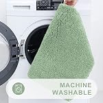 OLANLY Soft Microfiber Small Bath Mat, Super Absorbent Plush Shaggy Bathroom Mat, Machine Washable Dry Bathroom Rug, Non-Slip Bath Mats for Bathroom Floor, Tub and Shower, 16x24, Sage Green