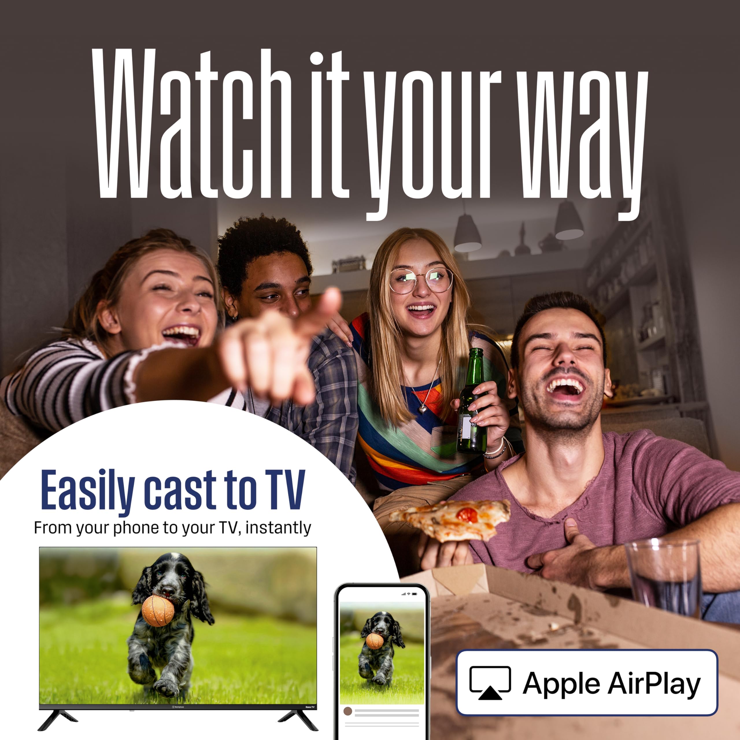 Westinghouse Roku TV - 40 Inch Smart TV, FHD QLED Television w/Dolby Digital+, Wi-Fi & Mobile App Connectivity, Flat Screen, Bluetooth, Compatible w/Apple AirPlay, Alexa, & Google Assistant