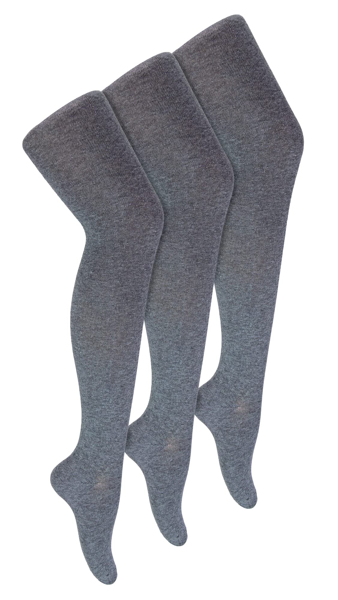 Sock Snob Girls Grey 3 Pair Multipack School Tights | Soft Plain Opaque Tights For (3-4 Years, )
