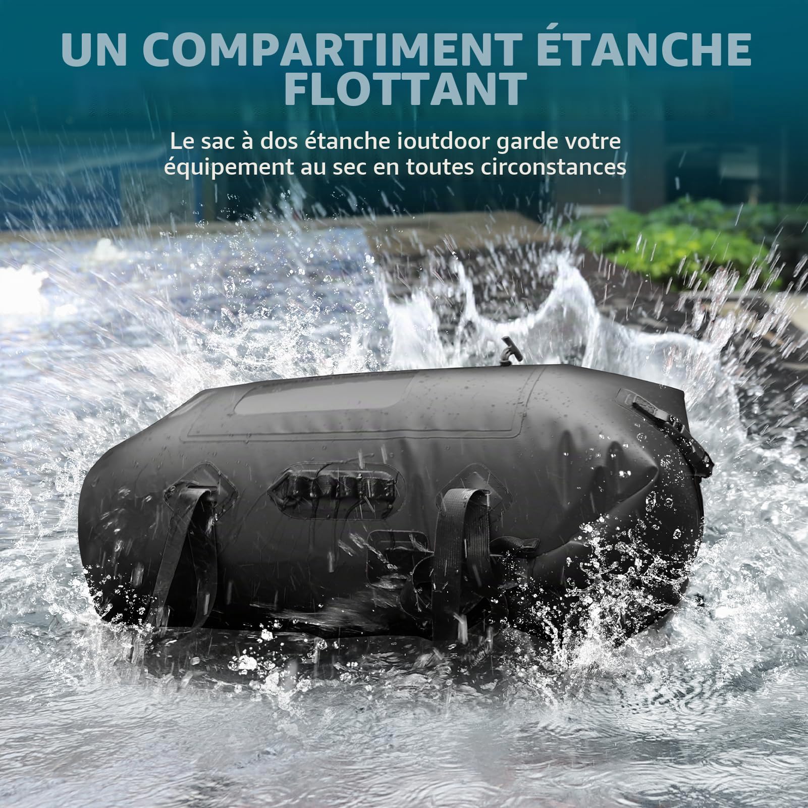 Sac à dos étanche 30-35 l, avec bandoulière rembourrée, fermeture éclair étanche, sac étanche pour sports nautiques, cyclisme, randonnée en plein air
