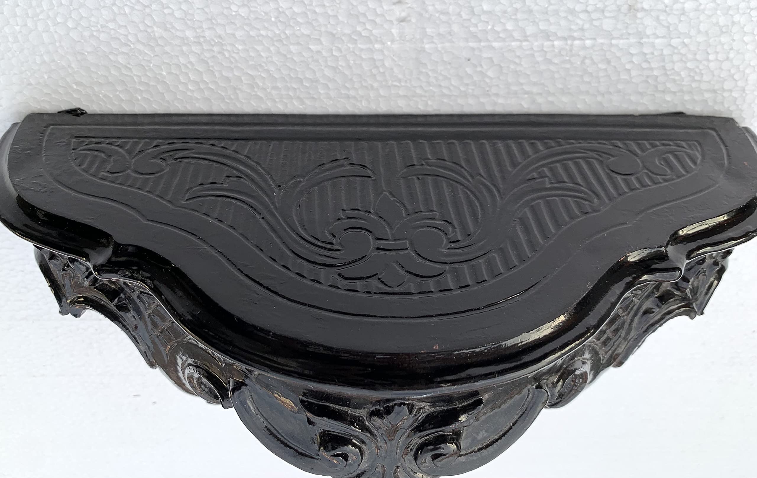 Specchio da parete nero con console barocco anticato, 45 x 38 cm, con ripiano, decorazione da parete 3047 + Cp69