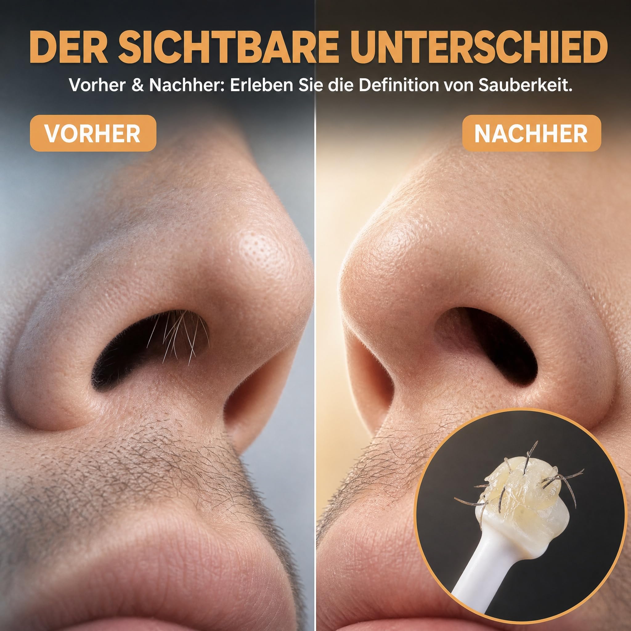 Nasenhaarentferner USB-Wachswärmer Nose Wax Kit für Männer | Schmerzfreie Nasen- & Ohrenhaarentfernung, 50g Nasenwachs enthalten, Mit Nasen-Sticks, Bartschutz & Tüchern